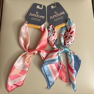 Pink and Blue Multipurpose Florals and Stripes Scarves